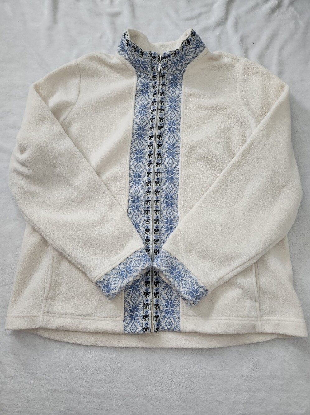 L.L. Bean Cozy Full Zip Fleece Jacket XL Nordic Fair Isle Geometric | Cabincore